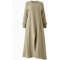 WENOR Longtunika Musselin mit Frontschlitz, Knopfdetail, 100 % Baumwolle, 130 cm Frontschlitz, asymmetrisches Knopfdesign, extra lang