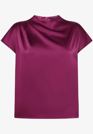 zero - Glänzende Bluse mit Wasserfallausschnitt violet - Gr. - 38