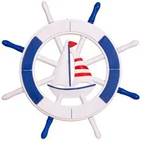 BIRENDY Dekoobjekt Steuerrad 16 aus Holz Nautik Optik Schiffsrad 45cm Schiff