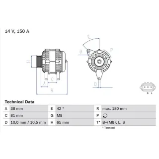 Bosch Lichtmaschine 150A Nissan Navara Pathfinder 2,5 0986081960