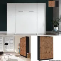QMM TraumMöbel Schrankbett Klappbett VB 90 x 200 mit 2 Schränken (Schrankbett vertikal 90x200, 2 Schränke, 3-St., Möbel-Set) vertikal klappbar