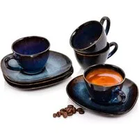SÄNGER Espressotasse Tokio, Steingut, Blau Schwarz, Handmade, Premium Collection