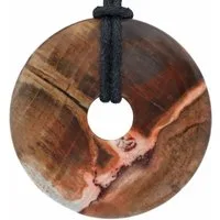 Lebensquelle Plus Kettenanhänger Versteinertes Holz Donut, 40 mm Anhänger + Baumwollband