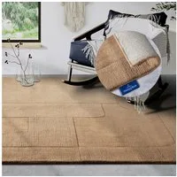 Villeroy & Boch Wollteppich Charlotte, rechteckig, Höhe: 10 mm, Läufer, Handgewebt, Wolle, Natur, Läufer, Wohnzimmer, Geometrie