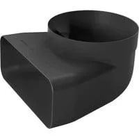 90° Adapterstück HEZ9VDSI1, Ø 150mm, Rohr schwarz, rund>flach, männlich