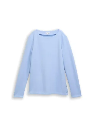 Tom Tailor - Soft-Touch Sweatshirt mit Knopf-Details mid blue melange - Gr. - M