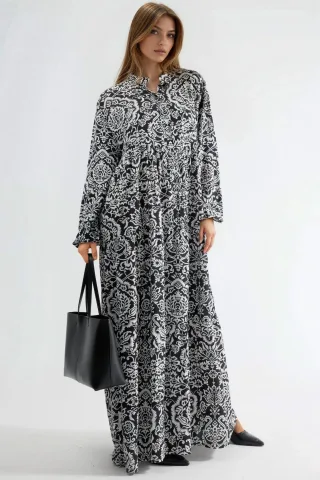 Bequemes Gemustertes Maxi-Kleid