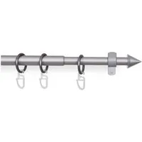 Bestlivings Gardinenstange mit dekorativen Endstücken 120-220 cm, Ø 16 mm, 1-läufig, ausziehbar, Wandträger, verschraubt, Metall, inkl. Ringe mit Faltlegehaken und Befestigungsmaterial
