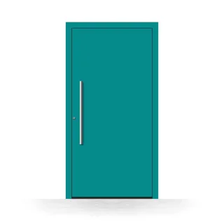 Haustür Türkis RAL 5018, Aluminium, Schüco-Profil, 700 x 1700 mm, DIN links nach innen öffnend, Modell Berlin, individuell konfigurierbar