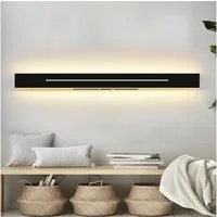 Nettlife LED Wandleuchte LED Wandleuchte 60cm Schwarz warmweiß schlanke, LED fest integriert, Warmweiß, für Treppenhaus Schlafzimmer Flur Wohnzimmer Kinderzimmer
