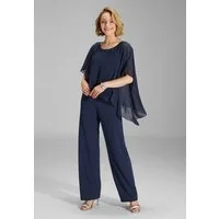 SWING Jumpsuit - Jumpsuit aus Crepe Jersey mit Chiffon Überwurf Oberteil in lockerer Passform