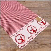 matches21 HOME & HOBBY Tischdecke Tischläufer RESI Hirsche kariert rot, 100 % Baumwolle, in 48x100 cm (1-tlg), Pflegeleicht waschbar bis 30° Grad