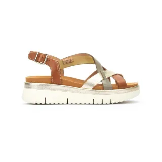 Pikolinos Damen-Keilsandalen aus braunem Leder, extraleicht, für den Sommer - Palma