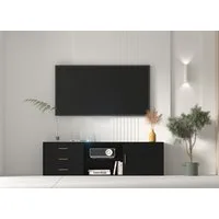 HOMAVO Lowboard TVG1 mit 3 Schubladen & Schiebetür, 160 - 180 cm (FSC®, viel Stauraum, pflegeleicht), Bodenstehendes TV-Lowboard mit Stauraum
