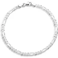 Tony Fein Silberarmband Figaroarmband 4mm 925er Silber Hochglanzpoliert, Made in Italy