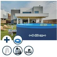 Waterman Rundpool Stahlwandpool Set (5-teilig) rund 450x120 cm, Stah (Komplett-Set, 1-tlg), verzinkte Stahlwand
