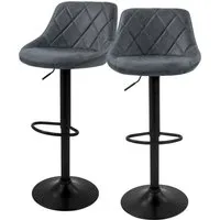 ML-DESIGN Barhocker Gepolsterter Barstuhl mit Rückenlehne und Fußstütze, 360° drehbar (2 St), Drehstuhl höhenverstellbar 62-82 cm 2er Set Anthrazit aus Kunstleder