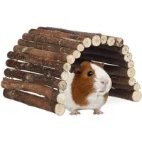 relaxdays Kleintiertunnel Nagerbrücke Holz für Kleintiere, Holz