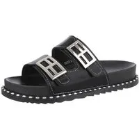 Ital-Design Damen Mules Freizeit Pantolette (86706479) Flach Pantoletten in Schwarz