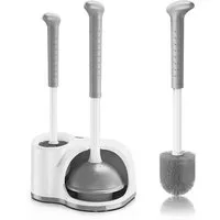 HUGERSTONE WC-Reinigungsbürste 2in1 Klobürste Set mit Toilettenbürste, Toilettenpömpel und Halterung, (Set, 3 tlg, WC Bürste und WC Saugglocke), Geeignet für Abwasserkanäle, Rohre und Toiletten, Badezimmer, Gäste-WC