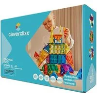 Cleverclixx Cleverclixx Original-Bausatz in Knallfarben 60 Teile Magnetspielbausteine, langlebiges Magnetspielzeug, robuste Bauweise, erweiterbar