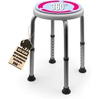 BigDean Dusch- und Badhocker 360° drehbarer belastbarer Duschstuhl bis 136 kg höhenverstellbar, belastbar bis 136 kg, 360° drehteller