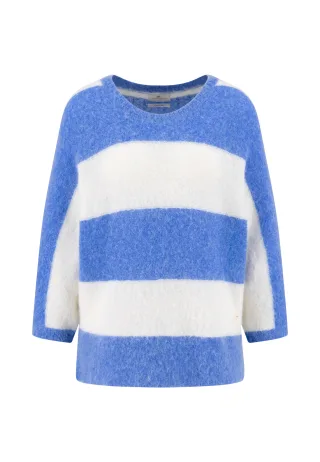 FYNCH-HATTON - PULLOVER HAIRY STRIPE azur blue - Gr. - XXL