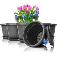 BigDean Blumentopf 6x Blumentopf mit Untersetzer rund ø33xH25 (Set, 6 St., Pflanzkästen), Blumentopf, Pflanzkübel, Wetterfest, UV-Beständig, Langlebig