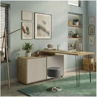 Vicco Eckschreibtisch Notivo, Cashmere/Cashmere, 135 x 55 cm mit Aktenschrank (1-St)