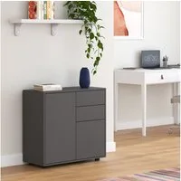 en.casa Sideboard, »Paarl« mit 2 Türen und 2 Schubladen 74x79x36 cm Dunkelgrau