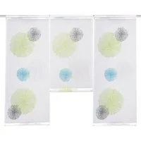 HOME WOHNIDEEN Scheibengardine 3-teiliges Mini Flächenvorhang Set Rawlins grün blau Scheibengardine (3 St), Stangendurchzug, halbtransparent
