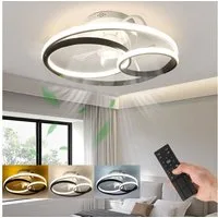 oyajia Deckenleuchte 55W Leise Deckenventilator mit Beleuchtung, 3-Ring-Deckenleuchte Timer, LED fest integriert, Warmweiß, Naturweiß, Kaltweiß, LED Deckenbeleuchtung mit Ventilator für Wohnzimmer Schlafzimmer Küche