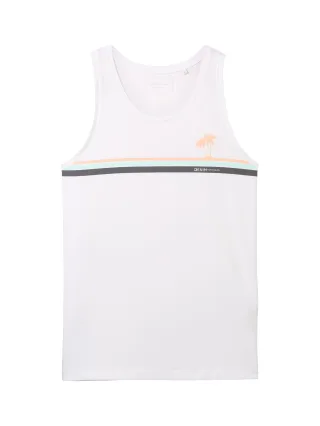 Denim Tom Tailor - Tanktop mit Print white - Gr. - S