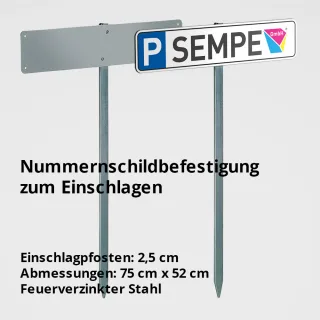 Einschlagständer aus verzinktem Stahl - Nummernschild Befestigung zum Einschlagen