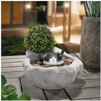 esotec Gartenbrunnen Solarbrunnen Vogelbad hell, H=17cm, LED-Licht, LiFePo4 Akku 101319, (Komplettset)