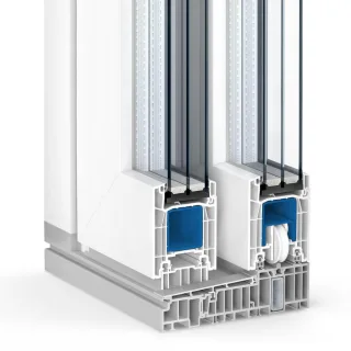 Kömmerling PremiDoor 76, Kunststoff Hebeschiebetür, Weiß RAL 9016, 2010 x 2010 mm, 2-teilig HST links, individuell konfigurieren