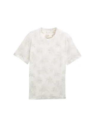 Tom Tailor - T-Shirt mit Palmen-Print off white stripe palm design - Gr. - L