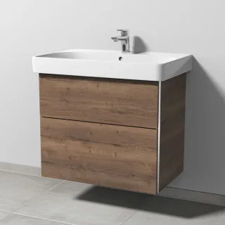 Sanipa 3way Waschtischunterbau zu Geberit Smyle Square Waschtisch mit 2 Auszügen, Eiche-Tabak BR67250