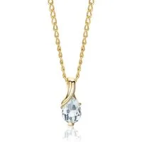 Miore Kette mit Anhänger MG9274N - aus 9 Karat 375 Gelbgold - mit Aquamarin Anhänger 0,55 Karat, Damenhalskette mit 45 cm Länge