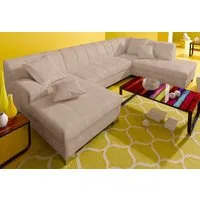 DOMO collection Wohnlandschaft TURAH 297x195x75 cm, moderne Steppung, whlw. mit Bettfunktion, U-Form