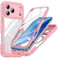 Wigento Handyhülle Für Apple iPhone 17 Pro Max MagSafe Full Hybrid Tasche Bumper Rosa, Full Body, MagSafe-Unterstützung, präzise Passform