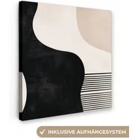 OneMillionCanvasses® Leinwandbild Abstrakt - Japandi - Beige - Modern, Fotodruck (1 St), Wandbild, Deko Schlafzimmer Wohnzimmer Flur 20x20 cm