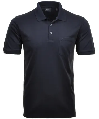 RAGMAN - Softknit-Polo mit Brusttasche, kurzarm marine - Gr. - XXL