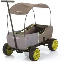 hauck TOYS FOR KIDS Bollerwagen Eco Mobil Forest Green, Transportwagen Handwagen faltbar mit Dach für 2 Kinder, bis 50 kg