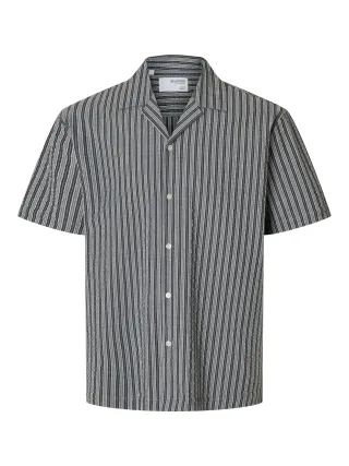 selected men - SLHRELAXED-ACE SEERSUCKER SS SHIRT sky captain - Gr. - S
