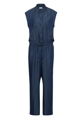CECIL - Wide Leg Jumpsuit in Denim-Optik dark blue wash - Gr. - 28