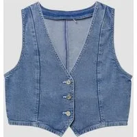 s.Oliver Funktionsweste Indoor-Weste Denim-Weste mit Glitzer-Finishing