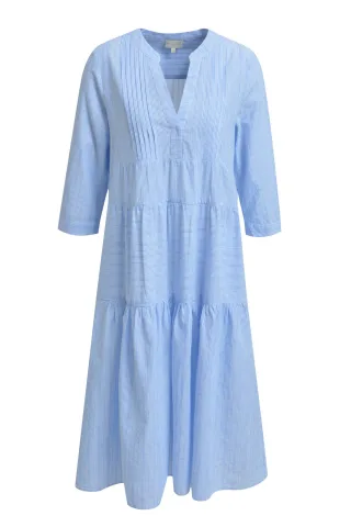 Milano Italy - middidress w volants 3/4 sleeve azur print - Gr. - 38