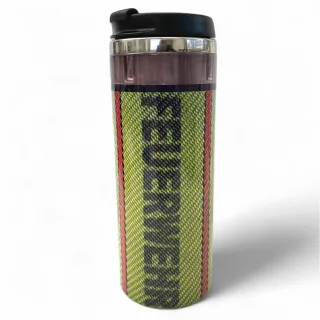 Thermobecher "Feuerwehrschlauch" | gelb oder pink | 350 ml Füllvolumen | für heiße und kalte Getränke | verschließbare Trinköffnung | auslaufsicher Gelb