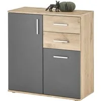 HBZ Kommode BC-Drift-2, Universalschrank Stellmaß BxHxT 80x84x35 cm (1 St), Kommode mit 2 Türen, 2 Schubkästen, 1 Einlegeboden